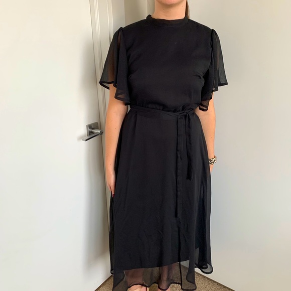 Women’s Black Sheer Mid Dress - Picture 2 of 6